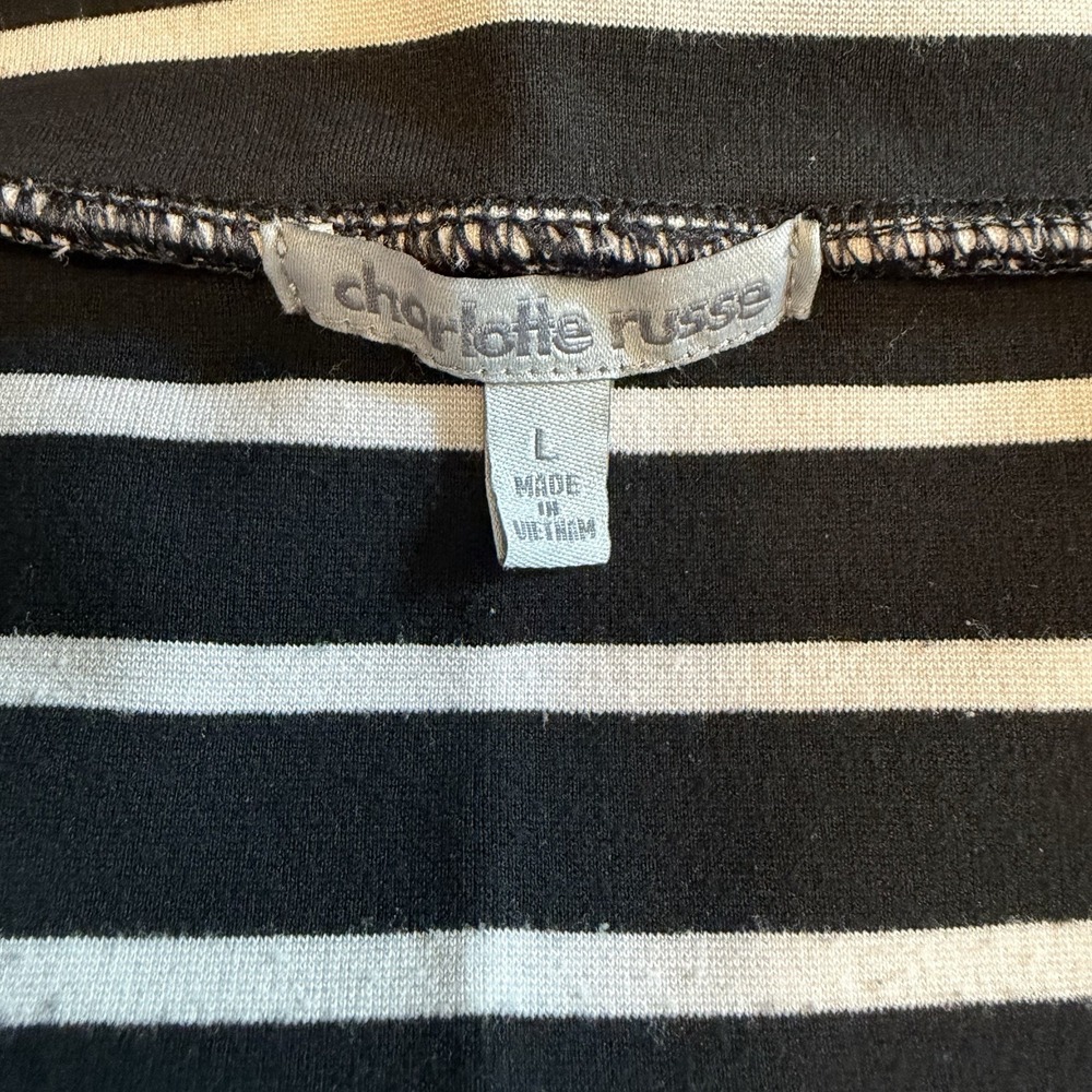 Charlotte Russe Large Y2K Black White Stripe Mini Pencil Skirt Sexy Whimsygoth - Picture 6 of 8